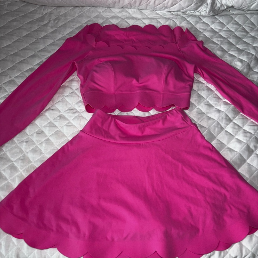 Pink Scalloped Skirt Set